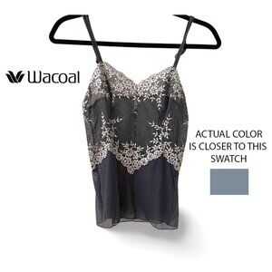Wacoal Embrace Lace Chemise - Blue Grey & Off White Lace Camisole - Size Small